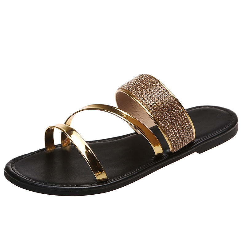 Sandalias Casuales Grandes con Pedrería para Mujer al Aire Libre