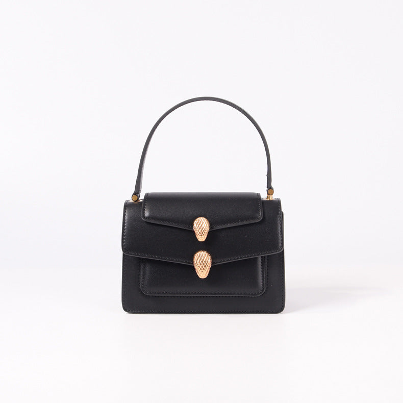 Bolso de Mano con Cadena y Cabeza de Serpiente en Cuero, Moda 2020