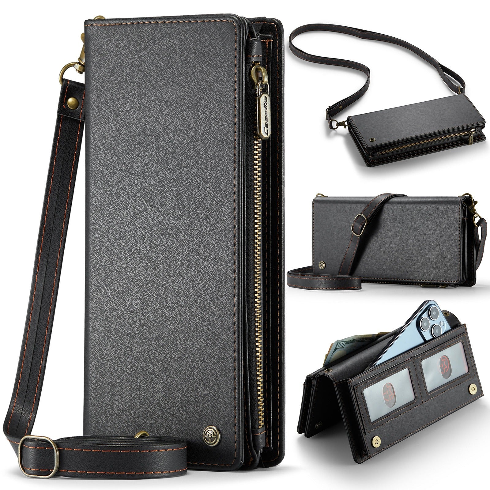 Cartera Universal de Cuero Multifuncional Para Teléfono
