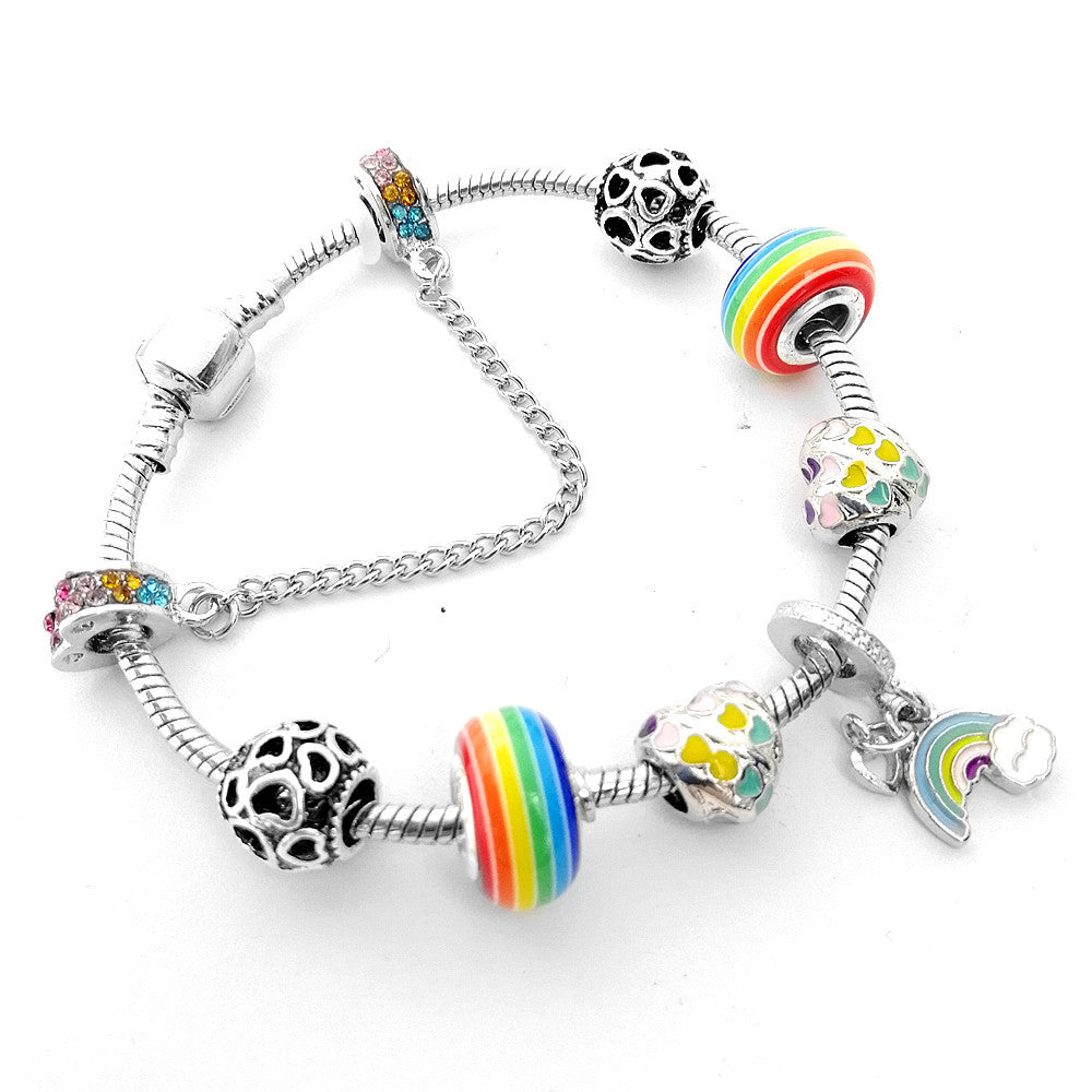 Pulsera para Parejas con Colgante de Arcoíris Vintage DIY