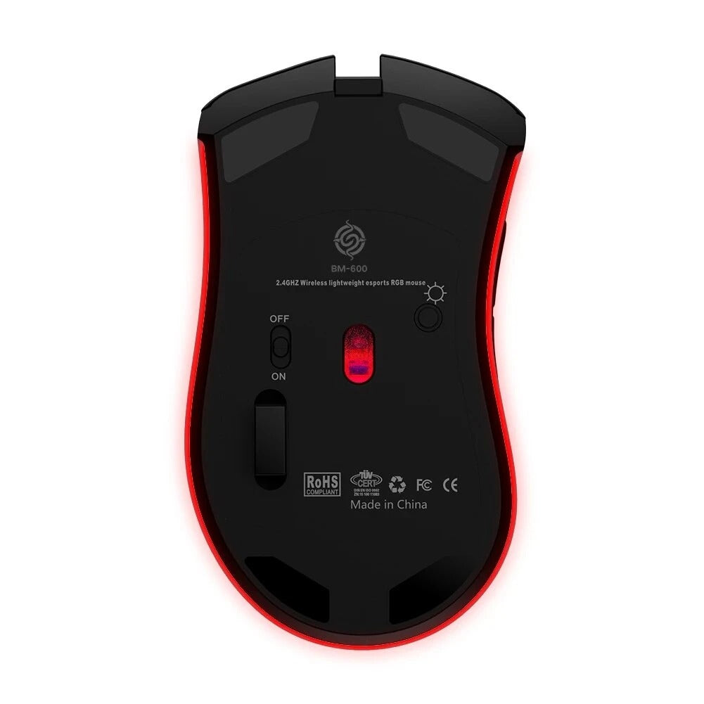 Ratón de Juego Inalámbrico Recargable BM600 con Iluminación RGB para PC