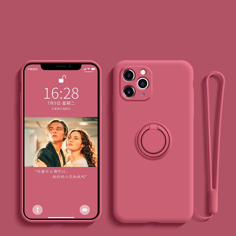 Funda de Silicona Líquida con Soporte Anular - Diseño Compatible