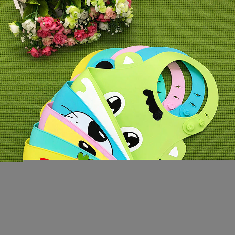 Baberos de Silicona Impermeables y Ajustables con Dibujos Animados para Niños