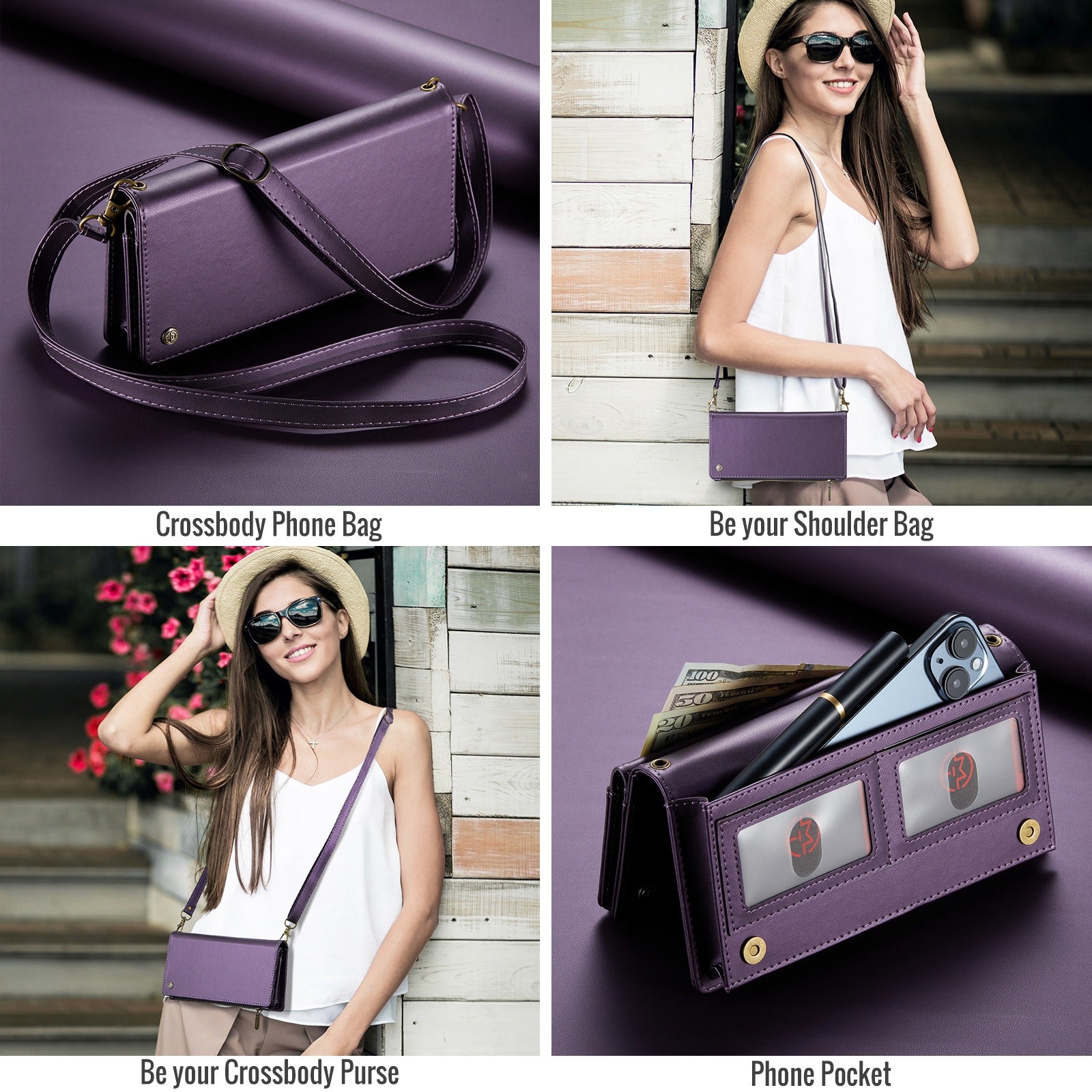 Cartera Universal de Cuero Multifuncional Para Teléfono