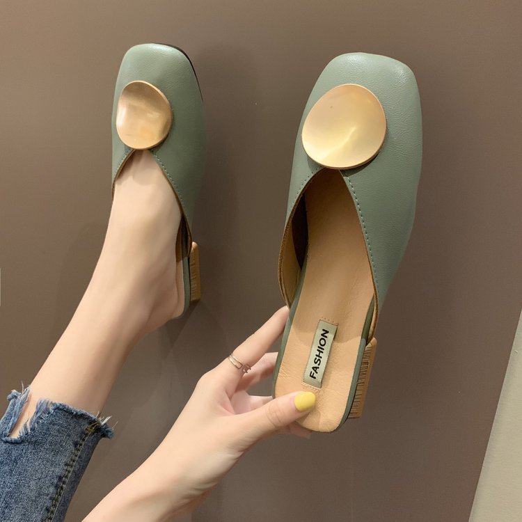 Pantuflas de Tacón Bajo Casual de Verano para Mujer, Estilo Baotou