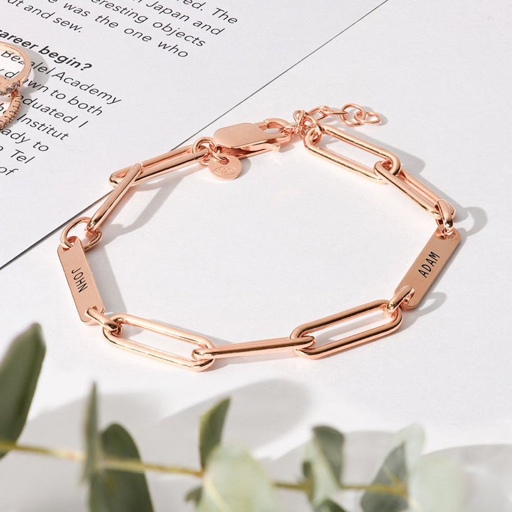 Pulsera de Cadena Rectangular Personalizable DIY Multi Nombre