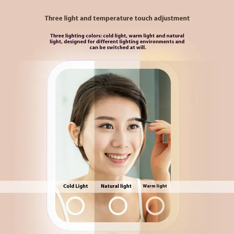 Espejo de Maquillaje LED Portátil Inteligente con Luz