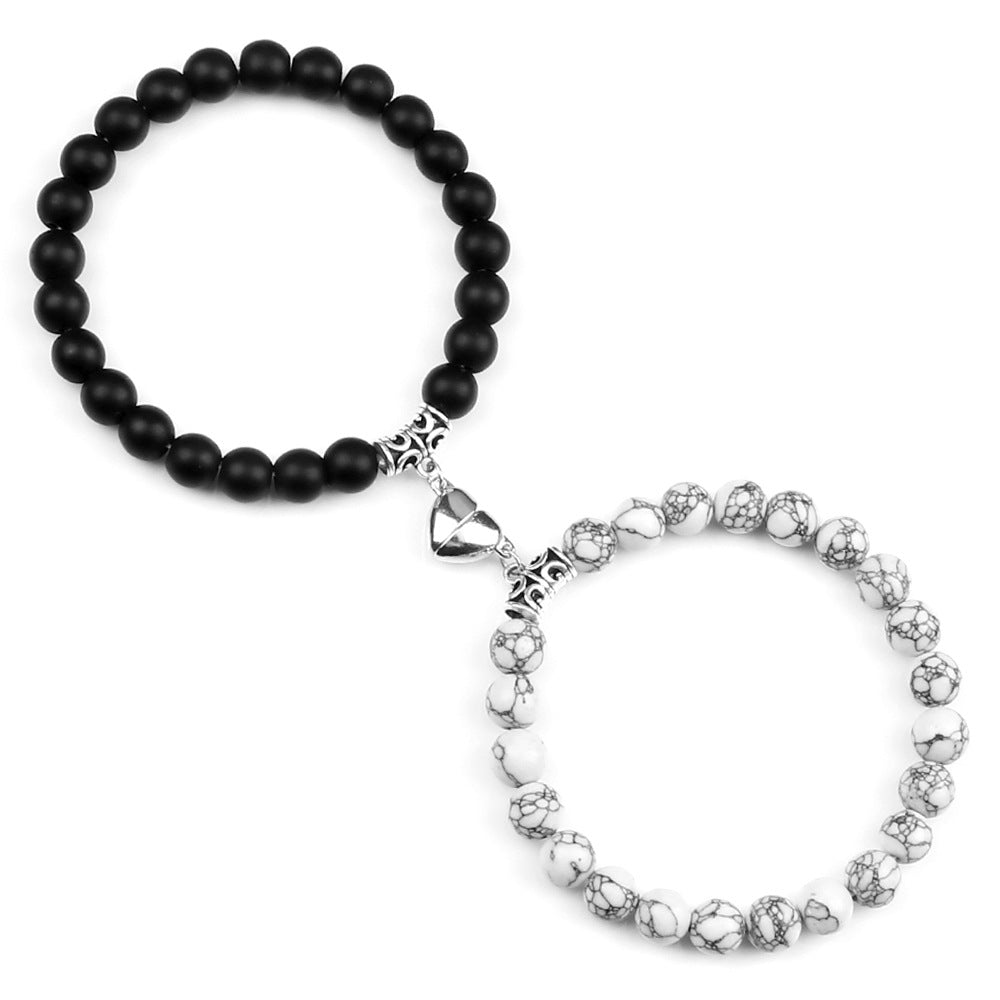 Pulsera Magnética para Parejas con Ojo de Tigre y Cierre de Corazón