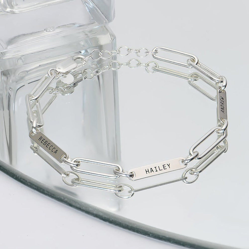 Pulsera de Cadena Rectangular Personalizable DIY Multi Nombre
