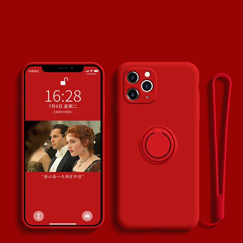 Funda de Silicona Líquida con Soporte Anular - Diseño Compatible