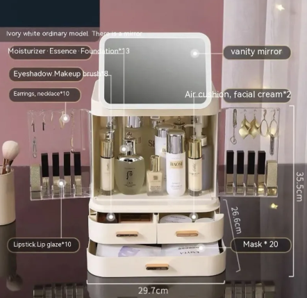 Caja de Almacenamiento de Maquillaje con Espejo Iluminado