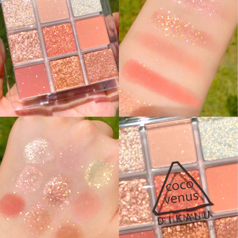 Paleta de Sombras Nueve Colores DIKALU Brillo Atardecer