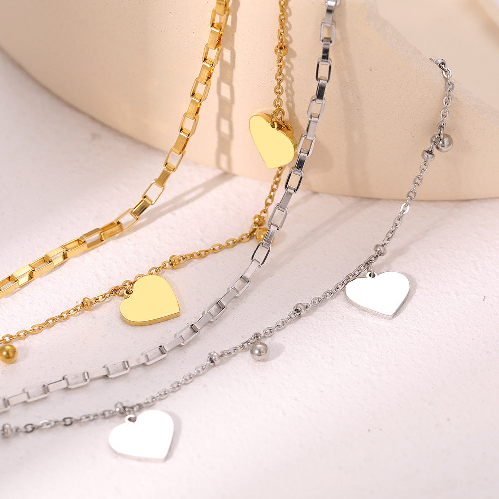Pulsera de Pareja con Diseño Vintage de Doble Corazón