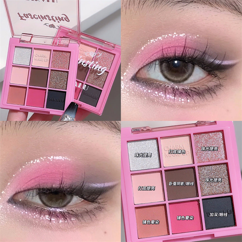Paleta de Sombras Nueve Colores DIKALU Brillo Atardecer