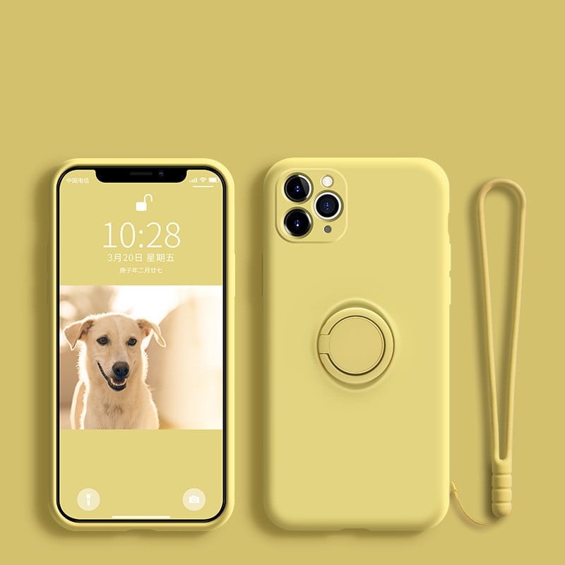 Funda de Silicona Líquida con Soporte Anular - Diseño Compatible