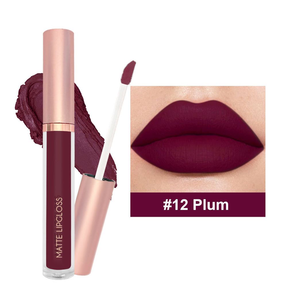 Brillo de Labios Mate en 12 Colores de Tonos Nude