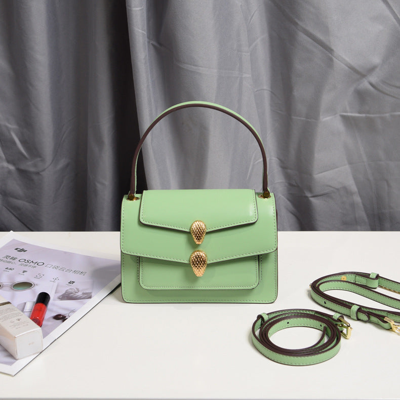 Bolso de Mano con Cadena y Cabeza de Serpiente en Cuero, Moda 2020