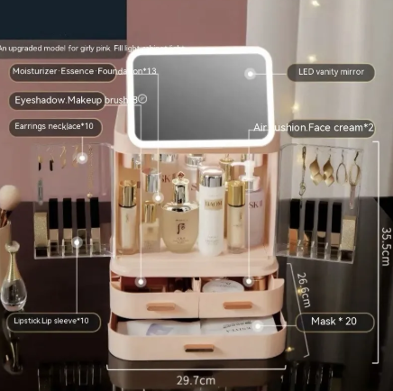Caja de Almacenamiento de Maquillaje con Espejo Iluminado